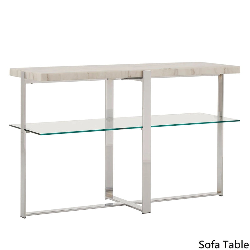 Tavolino da Caffè con Struttura Cromata e Top in Marmo Azel o Set di Tavoli di iNSPIRE Q Modern