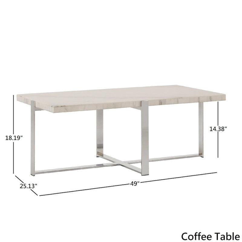 Tavolino da Caffè con Struttura Cromata e Top in Marmo Azel o Set di Tavoli di iNSPIRE Q Modern