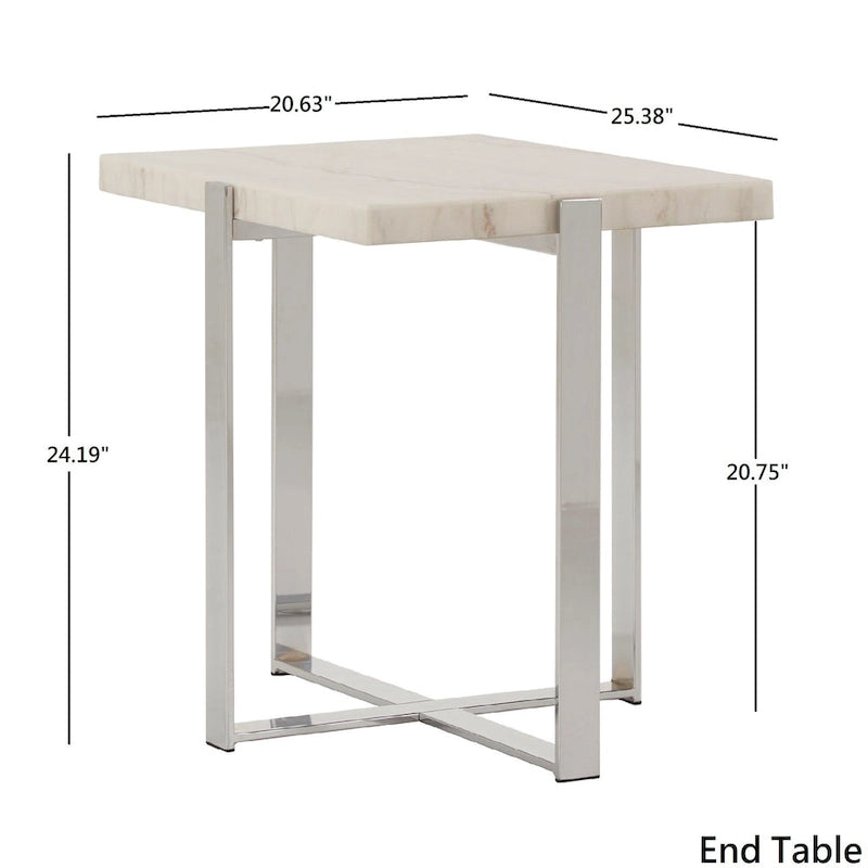 Tavolino da Caffè con Struttura Cromata e Top in Marmo Azel o Set di Tavoli di iNSPIRE Q Modern