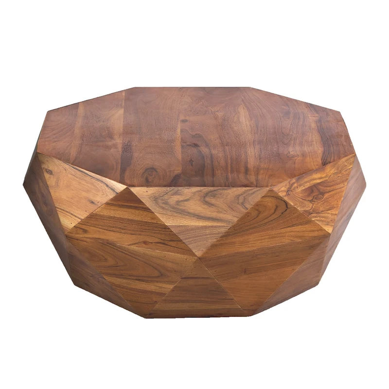 Tavolino da caffè Bon a forma di diamante in legno di acacia da 84 cm con superficie liscia, marrone scuro