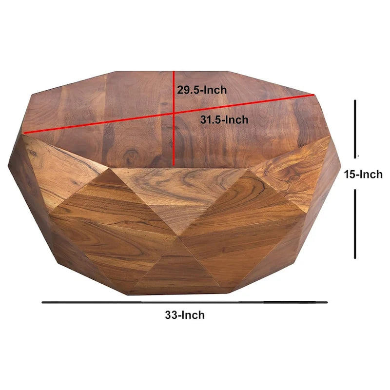 Tavolino da caffè Bon a forma di diamante in legno di acacia da 84 cm con superficie liscia, marrone scuro
