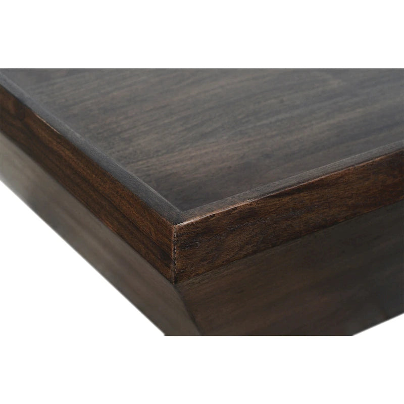 Tavolino da caffè quadrato da 36 pollici in legno di acacia con base a trapezio, marrone