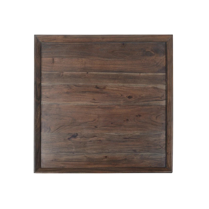 Tavolino da caffè quadrato da 36 pollici in legno di acacia con base a trapezio, marrone