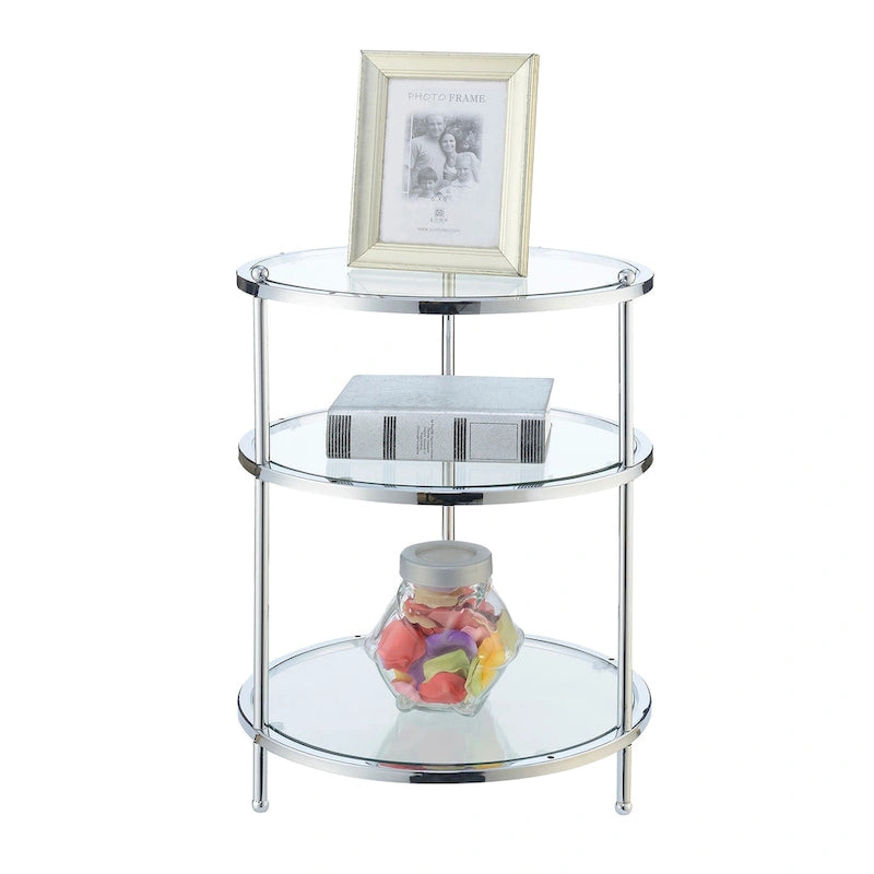 Convenience Concepts Tavolino rotondo a 3 livelli in vetro Royal Crest