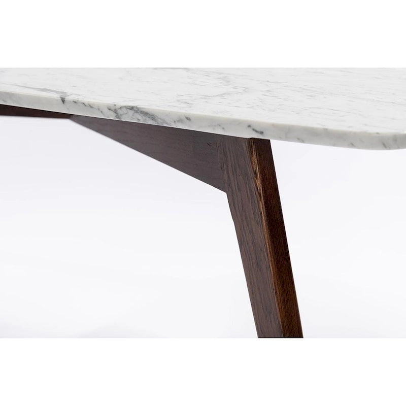 Tavolino da Caffè Vezzana 31 Square in Marmo Bianco di Carrara Italiano con Gambe in Noce