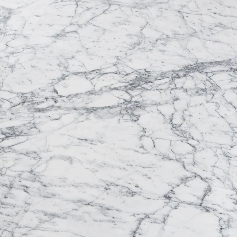 Tavolino da Caffè Vezzana 31 Square in Marmo Bianco di Carrara Italiano con Gambe in Noce