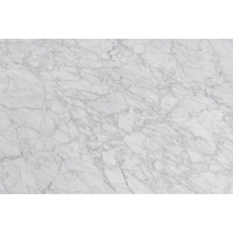 Tavolino da Caffè Vezzana 31 Square in Marmo Bianco di Carrara Italiano con Gambe in Noce