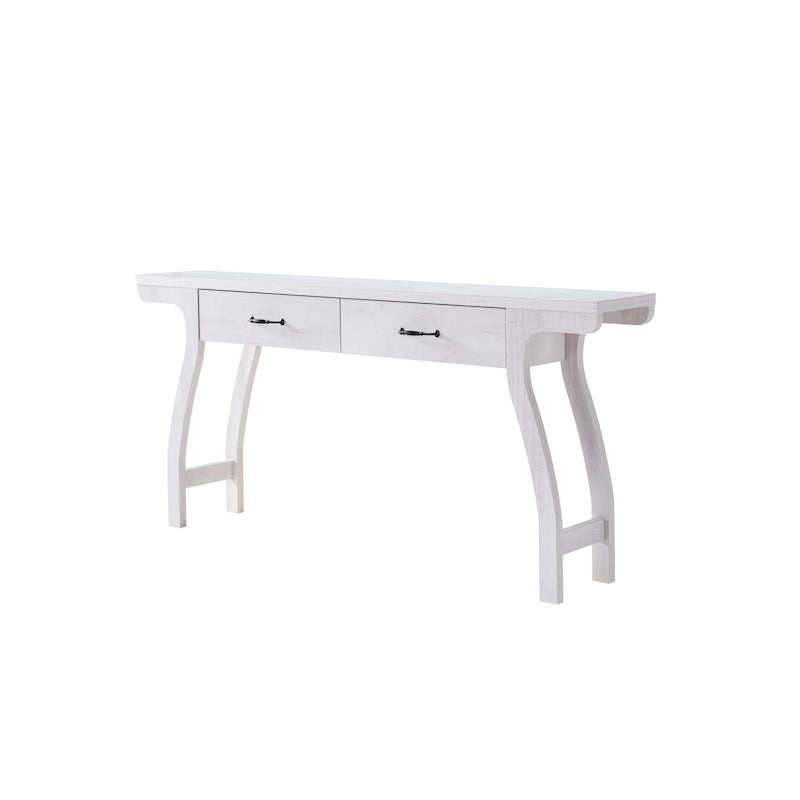 Table console Jessica en chêne blanc contemporain de 178 cm avec 2 tiroirs par Furniture of America
