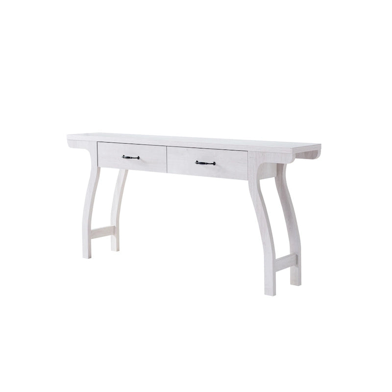 Table console Jessica en chêne blanc contemporain de 178 cm avec 2 tiroirs par Furniture of America