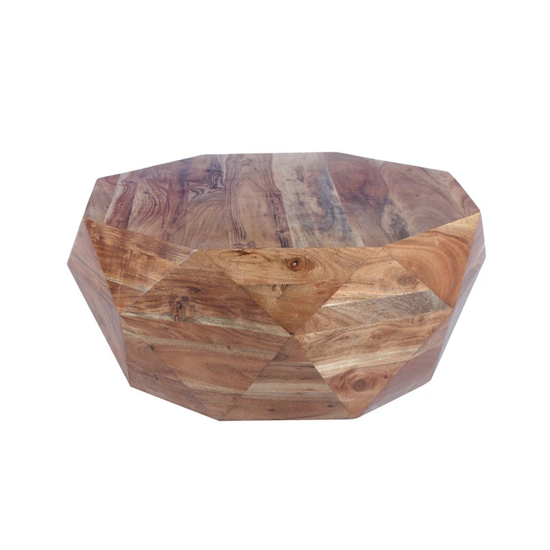 Tavolino da caffè Bon a forma di diamante in legno di acacia da 33 pollici con superficie liscia, marrone naturale