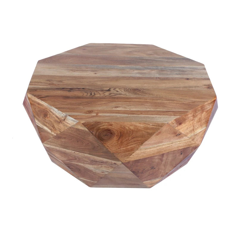 Tavolino da caffè Bon a forma di diamante in legno di acacia da 33 pollici con superficie liscia, marrone naturale