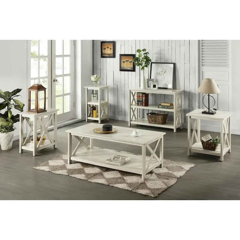 Tavolino in legno bianco antico Jamestown