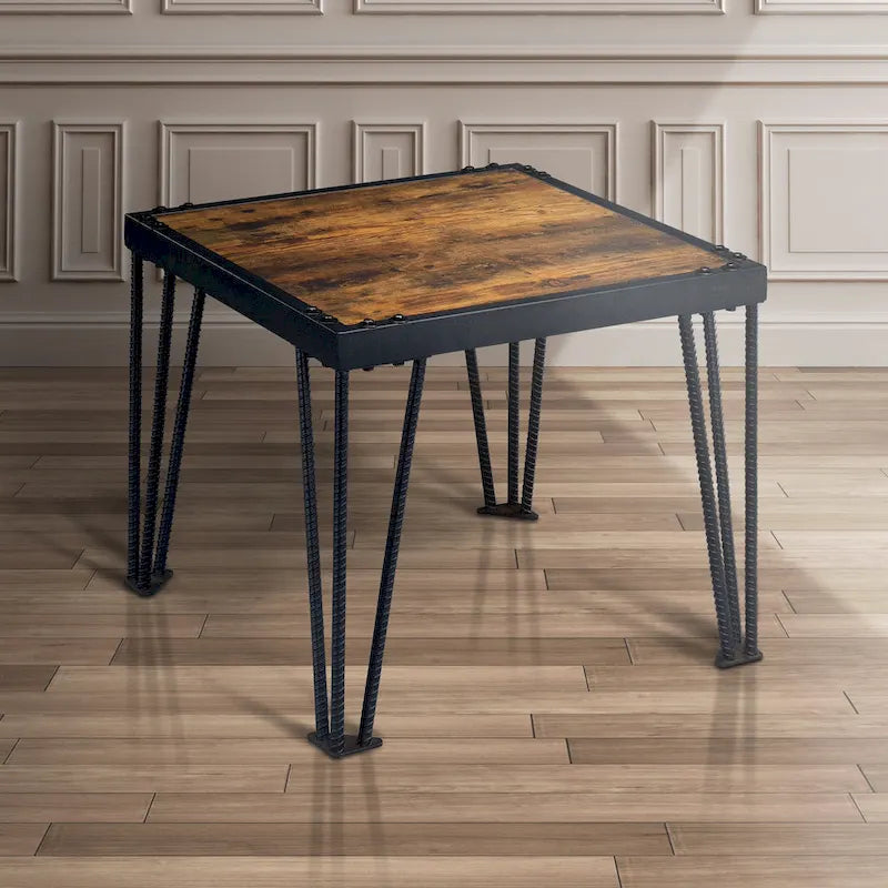 Tavolino quadrato Fizi Industrial Black da 24 pollici in metallo di Furniture of America
