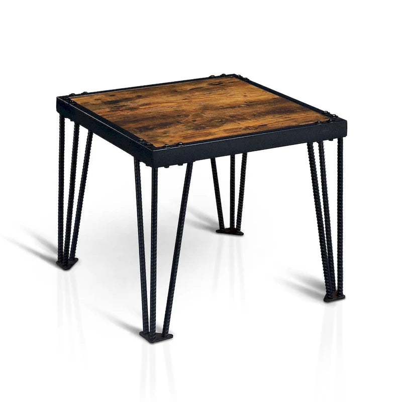 Tavolino quadrato Fizi Industrial Black da 24 pollici in metallo di Furniture of America