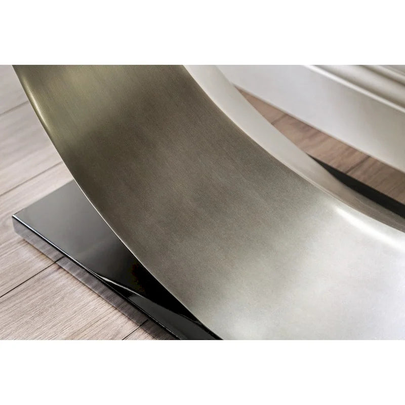 Tavolino da caffè e tavolino laterale contemporanei Heer Silver da 48 pollici con piano in vetro a forma di U, set da 2 pezzi di Furniture of America