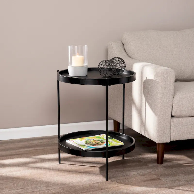SEI Furniture Vaquero Tavolino Rotondo Moderno con Ripiano in Legno