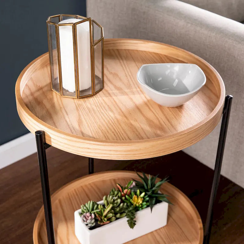 SEI Furniture Vaquero Tavolino Rotondo Moderno con Ripiano in Legno