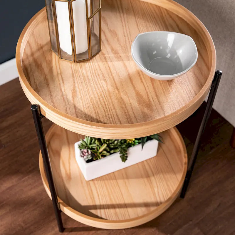 SEI Furniture Vaquero Tavolino Rotondo Moderno con Ripiano in Legno