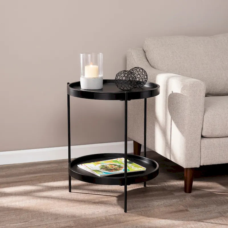 SEI Furniture Vaquero Tavolino Rotondo Moderno con Ripiano in Legno