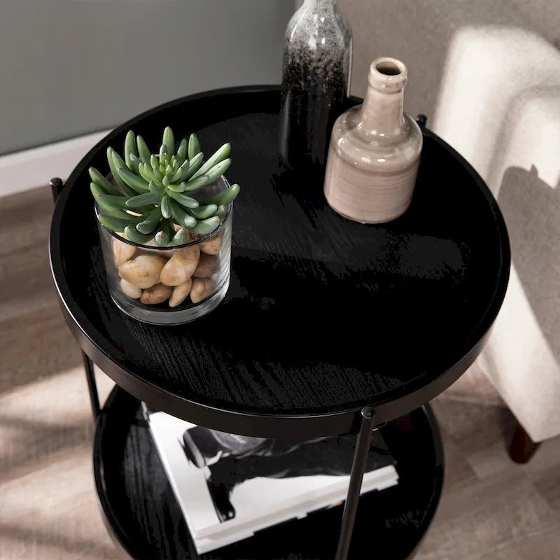 SEI Furniture Vaquero Tavolino Rotondo Moderno con Ripiano in Legno