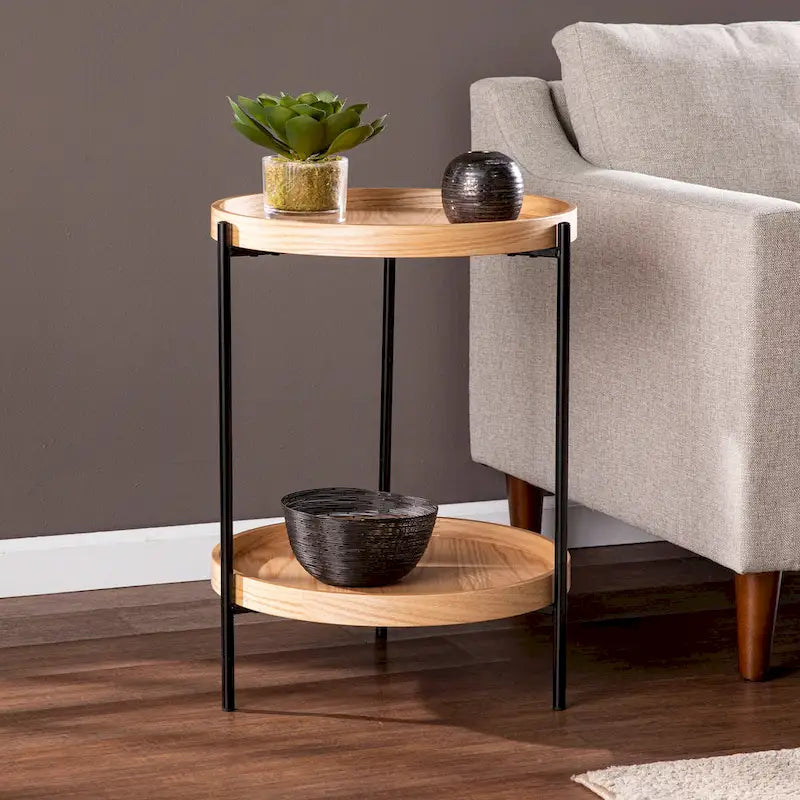 SEI Furniture Vaquero Tavolino Rotondo Moderno con Ripiano in Legno