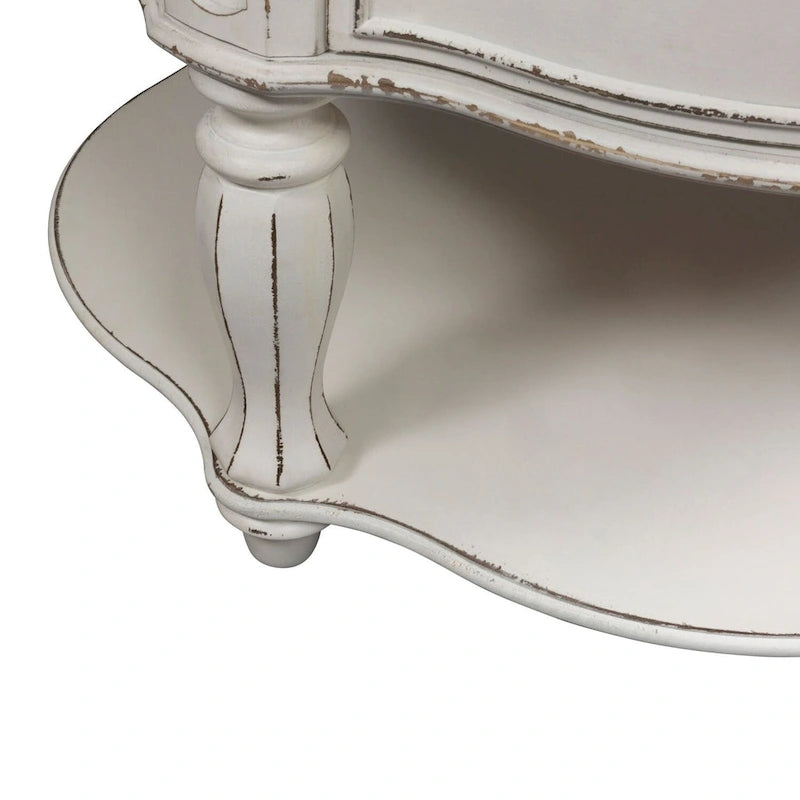 Table basse ronde blanche antique Magnolia Manor