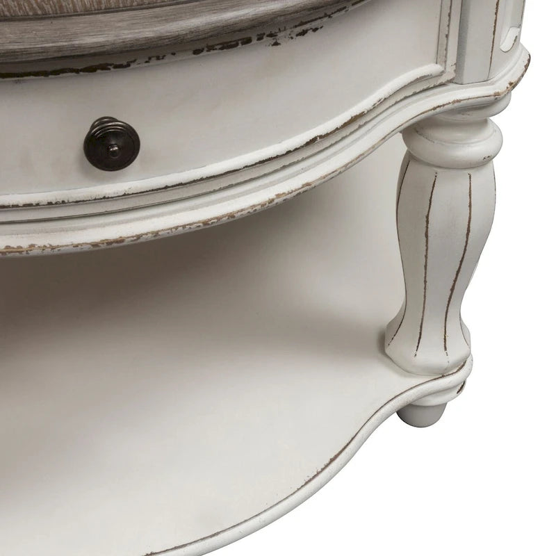 Table basse ronde blanche antique Magnolia Manor