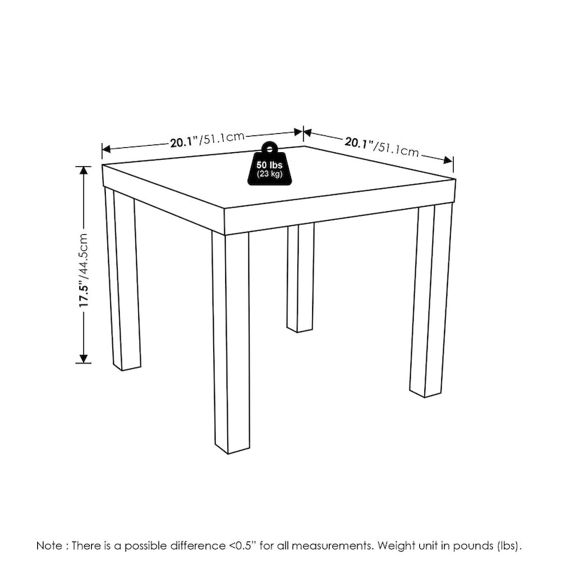 Furinno Classic Homey – Table d'appoint carrée, ensemble de 2, noir
