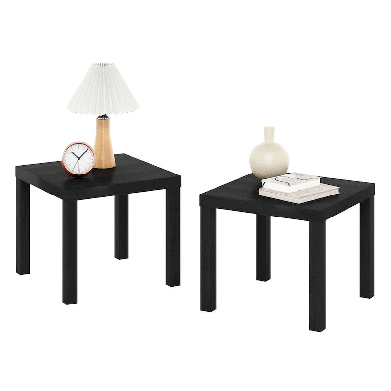 Furinno Classic Homey – Table d'appoint carrée, ensemble de 2, noir