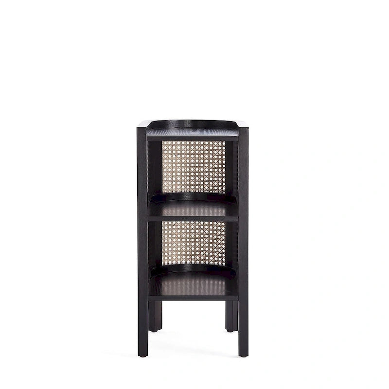 Tavolino Versailles Manhattan Comfort in nero e canna naturale