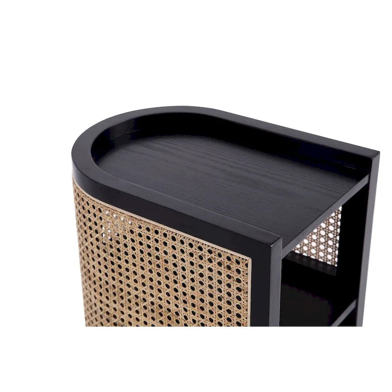 Tavolino Versailles Manhattan Comfort in nero e canna naturale