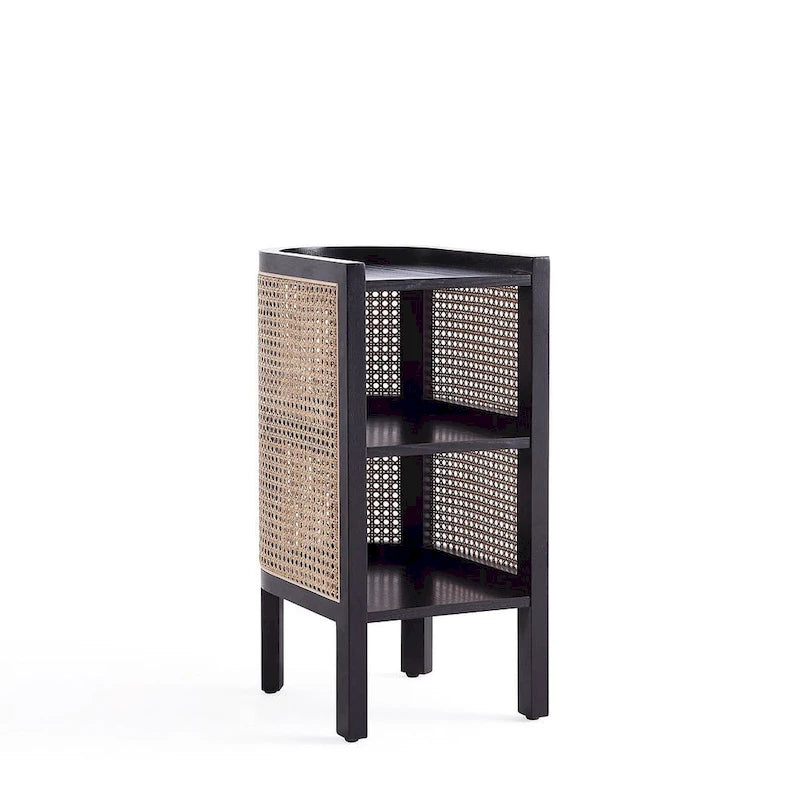 Tavolino Versailles Manhattan Comfort in nero e canna naturale