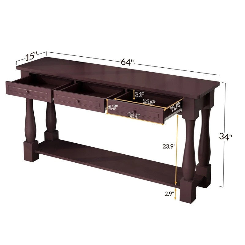 Consolle da ingresso con cassetti e ripiano contenitore