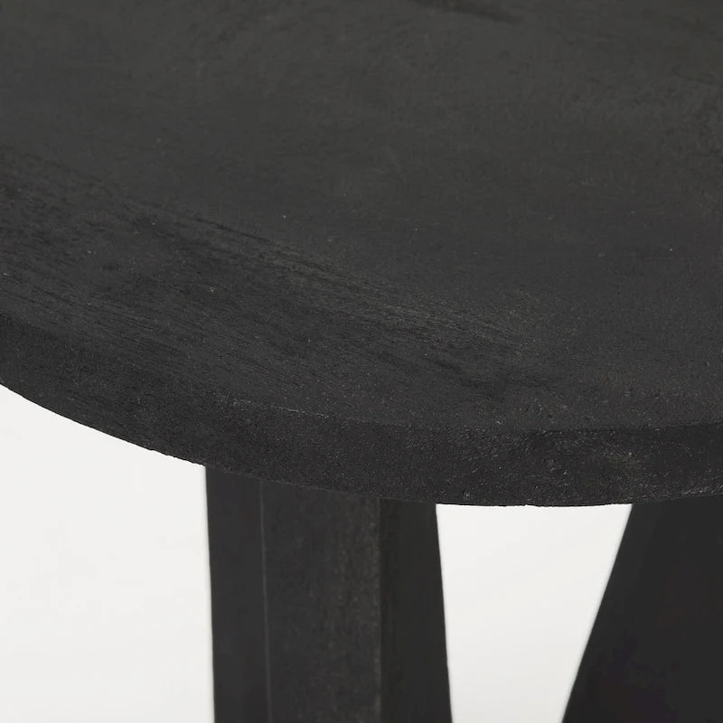 Tavolino rotondo Mattius in legno massello nero - 45,7L x 45,7P x 55,9A cm