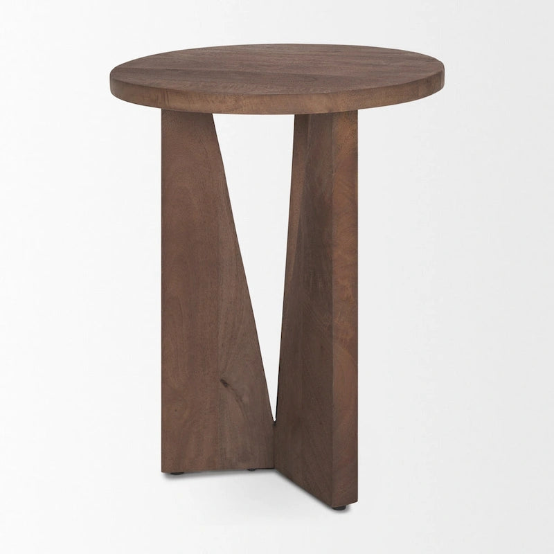 Tavolino rotondo Mattius in legno massello nero - 45,7L x 45,7P x 55,9A cm