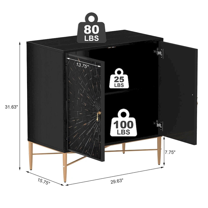 Mobile credenza accentato Clihome a 2 ante in legno vintage