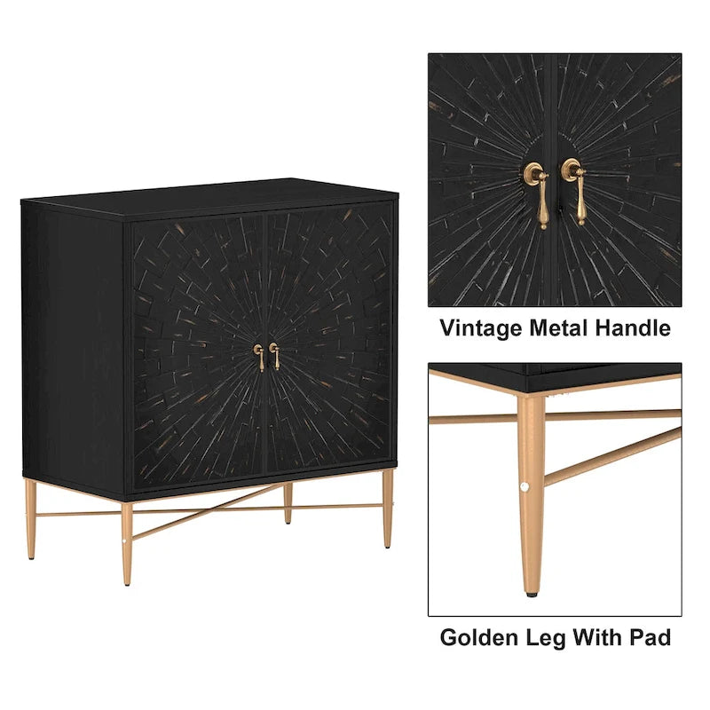 Mobile credenza accentato Clihome a 2 ante in legno vintage