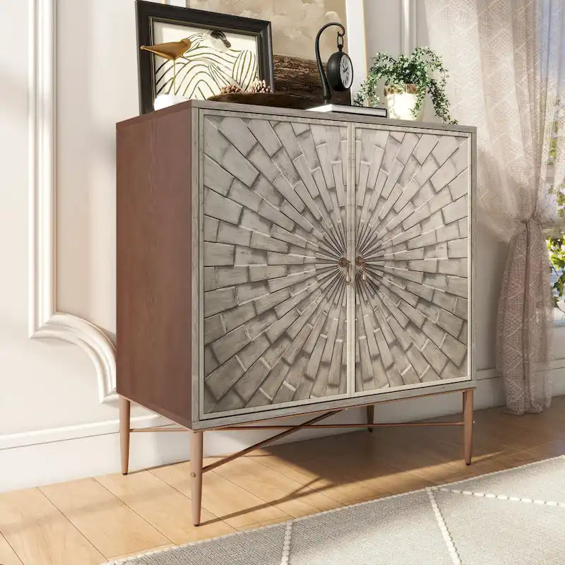 Mobile credenza accentato Clihome a 2 ante in legno vintage