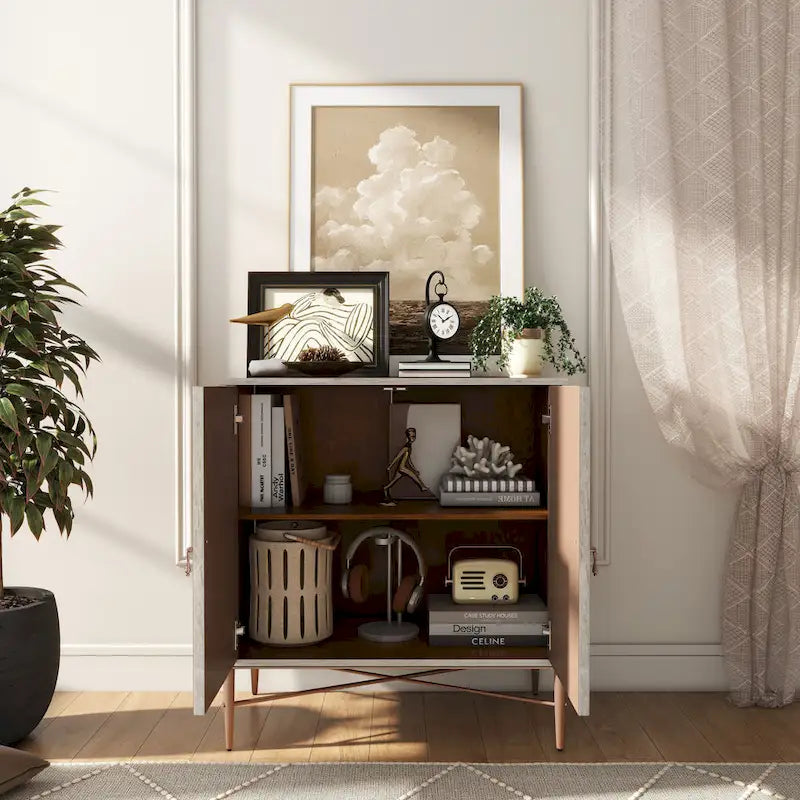 Mobile credenza accentato Clihome a 2 ante in legno vintage