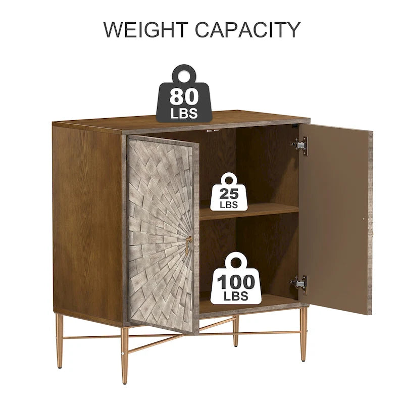 Mobile credenza accentato Clihome a 2 ante in legno vintage