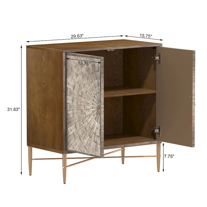 Mobile credenza accentato Clihome a 2 ante in legno vintage