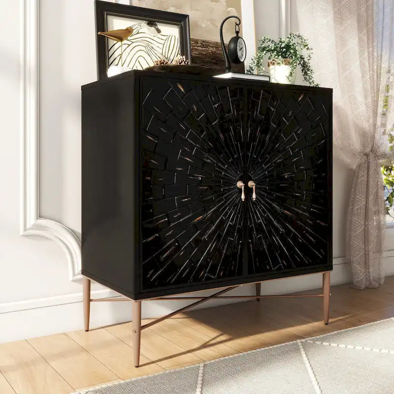 Mobile credenza accentato Clihome a 2 ante in legno vintage
