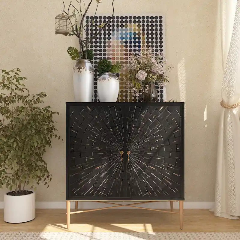 Mobile credenza accentato Clihome a 2 ante in legno vintage