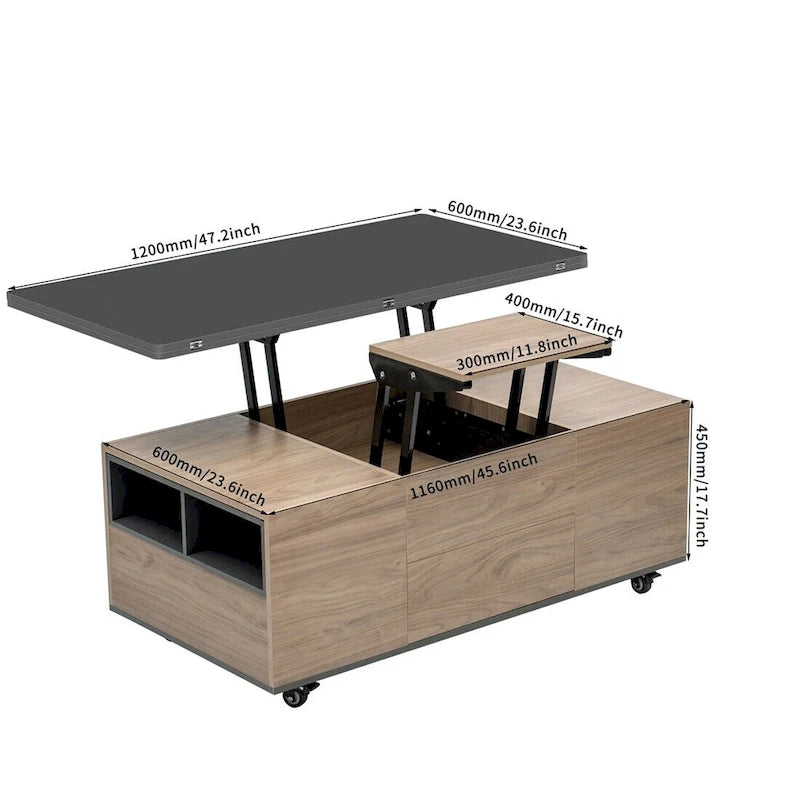 Table basse moderne multifonctionnelle avec plateau relevable Merax