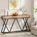 Console de 55 pouces en bois, table d'entrée/derrière canapé avec pieds en métal uniques