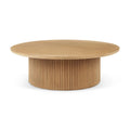 Tavolino da caffè rotondo Terra con scanalature in legno marrone scuro 48L x 48W x 15H