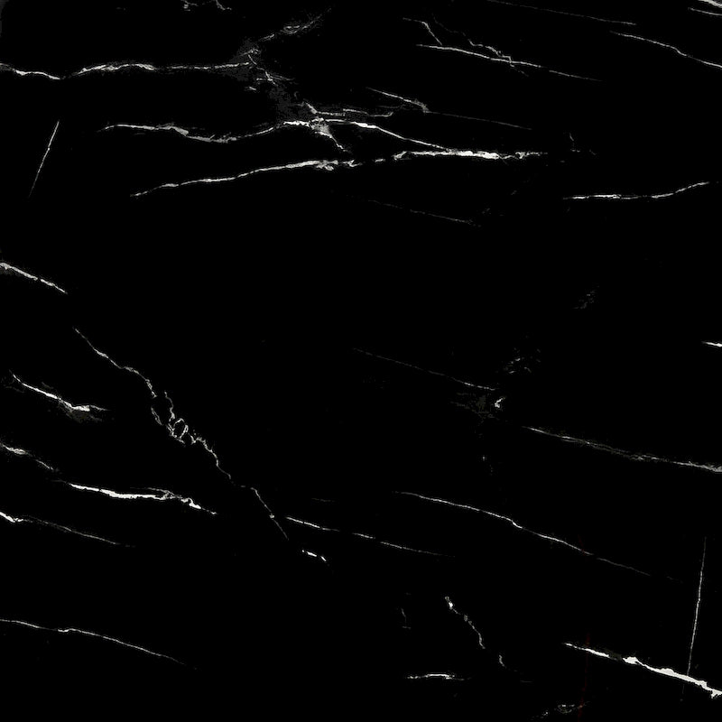 Tavolini a incastro moderni con struttura in metallo nero e piano impiallacciato effetto marmo - Set da 2