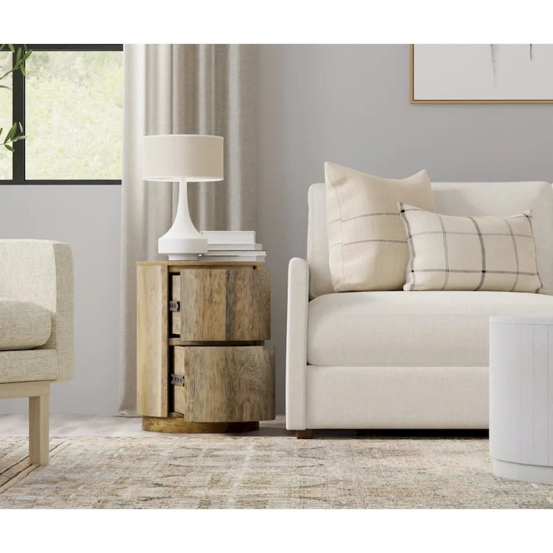 Table de chevet ronde Kingston 2 tiroirs Carolina Living