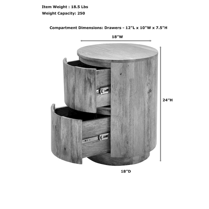 Table de chevet ronde Kingston 2 tiroirs Carolina Living