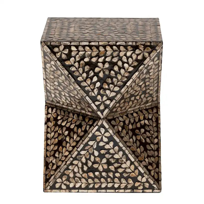 Tavolino Feronia Modern Bohemian nero e bronzo con madreperla